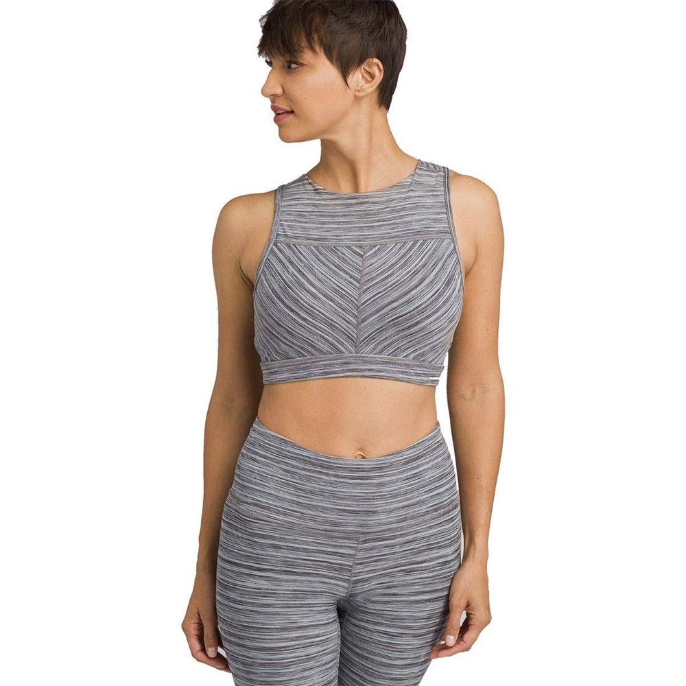 Prana | Lupita Crop Bra Top Yoga Workout Gray Open Back Sports Women Small - Picture 4 of 12